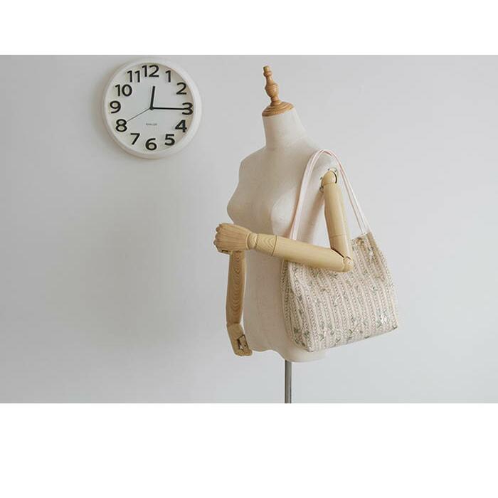 かごバッグ ハンドバッグ 手提げ 肩掛け レース付き かご バッグトートバッグ鞄 裏地付き レディース |  | 04