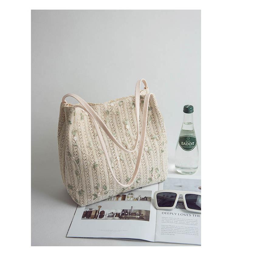かごバッグ ハンドバッグ 手提げ 肩掛け レース付き かご バッグトートバッグ鞄 裏地付き レディース |  | 09