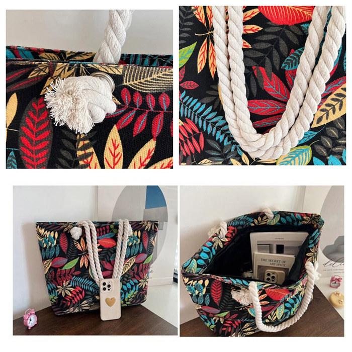 キャンバストートバッグ 夏 花柄 ボーダー レディース 大容量 肩掛けバッグ量軽軽い エスニック風 大人可愛い |  | 15