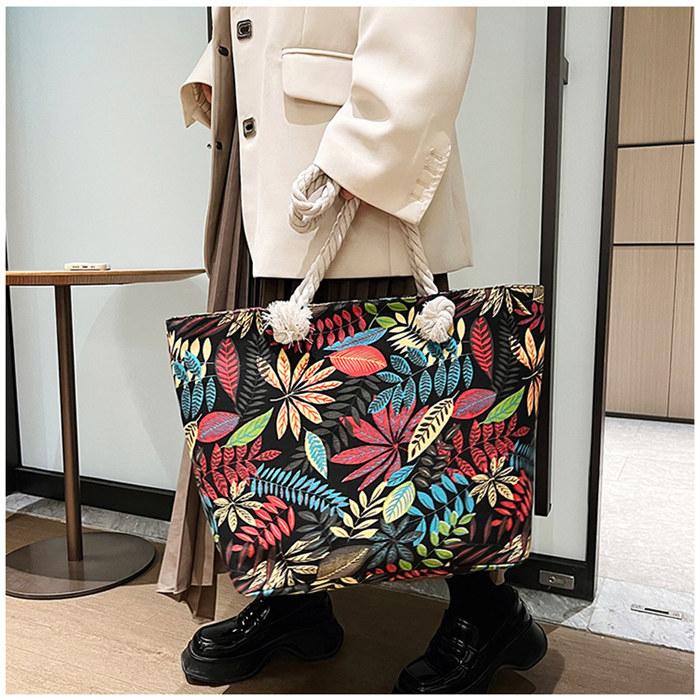 キャンバストートバッグ 夏 花柄 ボーダー レディース 大容量 肩掛けバッグ量軽軽い エスニック風 大人可愛い |  | 03