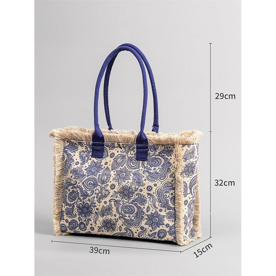 トートバッグ キャンバスバッグ タッセル レディース 肩掛けバッグ a4 花柄総柄ビッグバッグ エスニック風 ハンドバッグ |  | 12