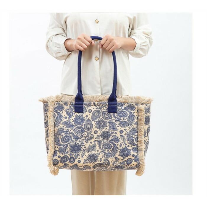 トートバッグ キャンバスバッグ タッセル レディース 肩掛けバッグ a4 花柄総柄ビッグバッグ エスニック風 ハンドバッグ |  | 04