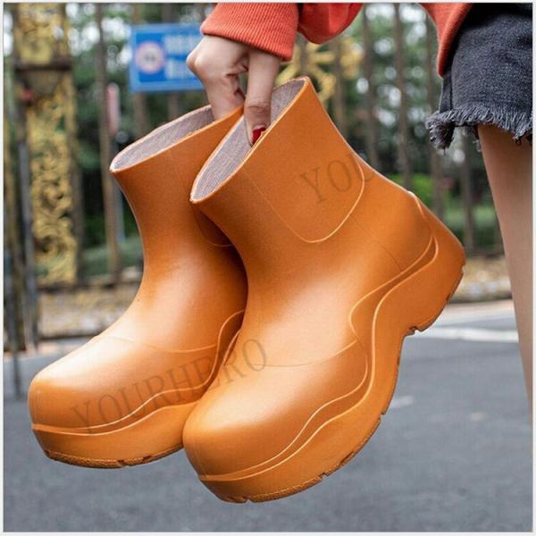 厚底レインブーツ レディース ショート 完全防水 おしゃれ かわいい ショートブーツ レインシューズ 雨 雪 ファッション レインシューズ  軽量 |  | 01