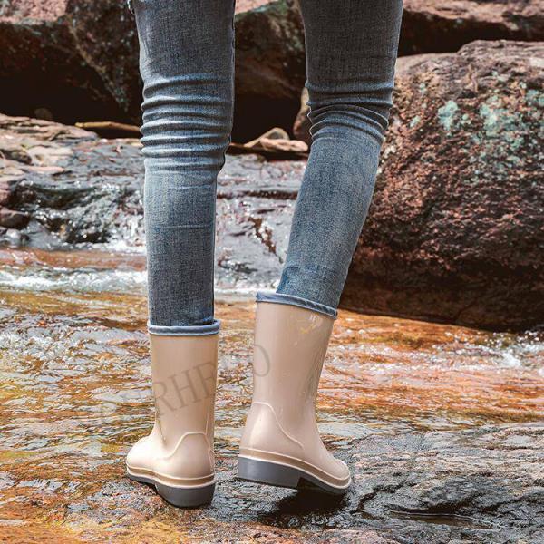 レインブーツ レディース ショート 完全防水 防水 レインシューズ ショートブーツ おしゃれ ゆったり ワークブーツ 滑らない 雨 雪 長靴 軽量無地 |  | 09