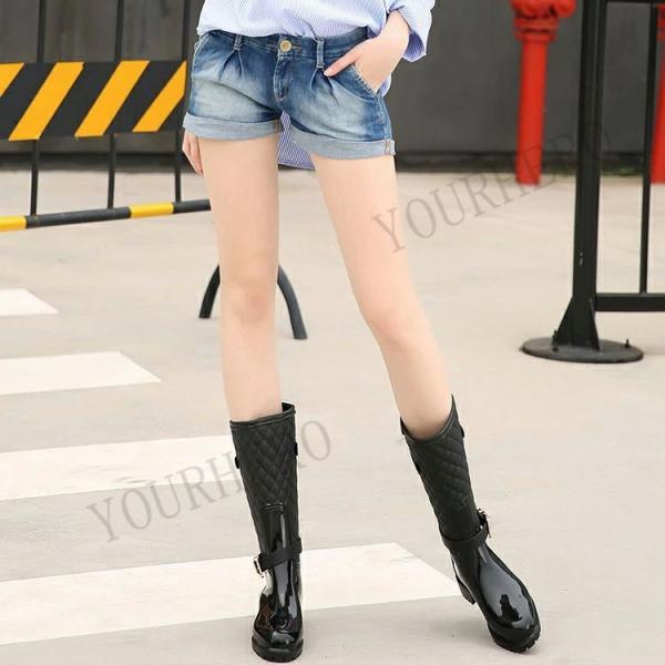レインブーツ レディース レインシューズ 雨降り雪雨 ラバーブーツ ブラック 長靴キルティングレインブーツ レディース ロング おしゃれ 大人軽量 |  | 03