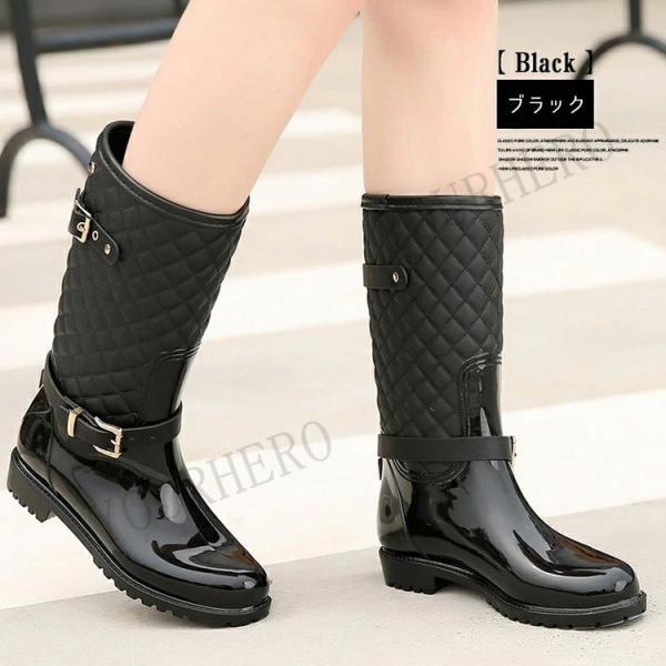 レインブーツ レディース レインシューズ 雨降り雪雨 ラバーブーツ ブラック 長靴キルティングレインブーツ レディース ロング おしゃれ 大人軽量 |  | 05