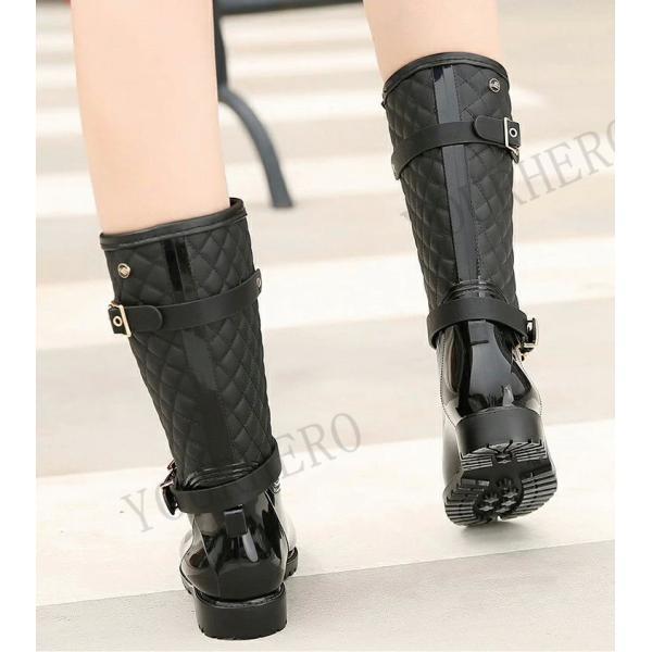 レインブーツ レディース レインシューズ 雨降り雪雨 ラバーブーツ ブラック 長靴キルティングレインブーツ レディース ロング おしゃれ 大人軽量 |  | 07