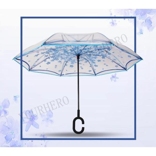 逆さ傘 雨傘 透明 8本骨 花柄 レディース メンズ 自立タイプ丈夫 梅雨対策 ワンタッチ 手動開閉 晴雨兼用傘 撥水グラスファイバー 大きい 軽量 |  | 04