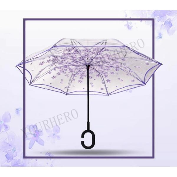 逆さ傘 雨傘 透明 8本骨 花柄 レディース メンズ 自立タイプ丈夫 梅雨対策 ワンタッチ 手動開閉 晴雨兼用傘 撥水グラスファイバー 大きい 軽量 |  | 05