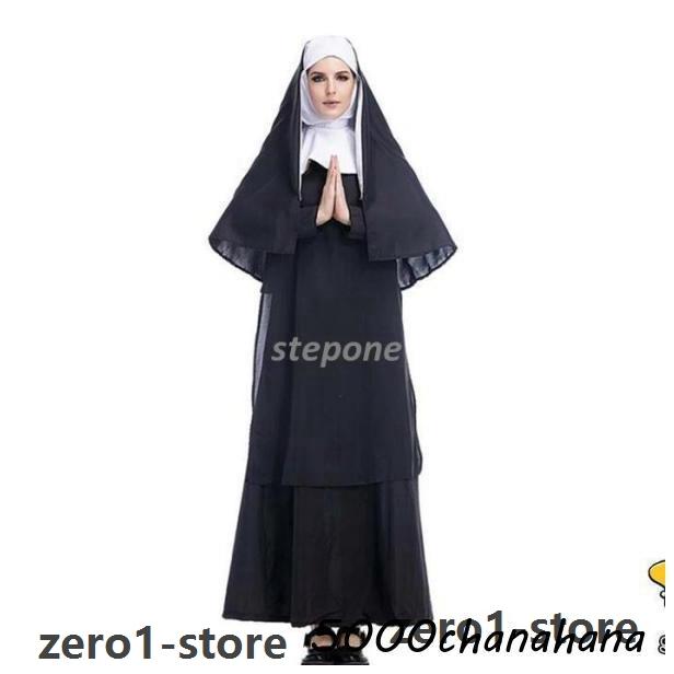 大人コスチューム 衣装 シスターコスチューム マキシ丈ワンピース ゴシック ホラーコスチューム パーティー イベント |  | 01