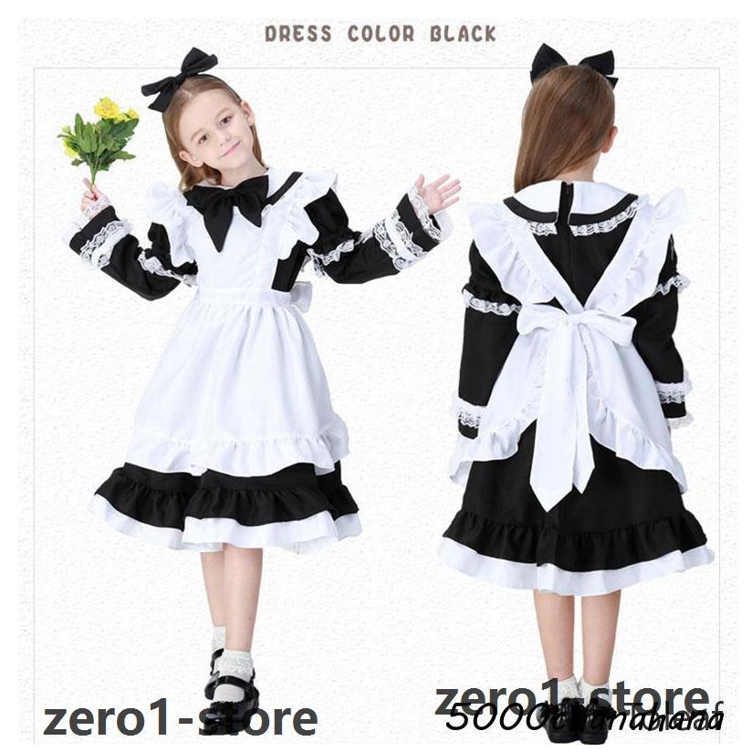 子供 ワンピース 【ハロウィン】衣装 女の子 コスプレ メイドさん アリス風 プリンセス白雪姫 キッズ コスチューム 変装 仮装 ハロウィーン 文化祭 学園祭 |  | 08