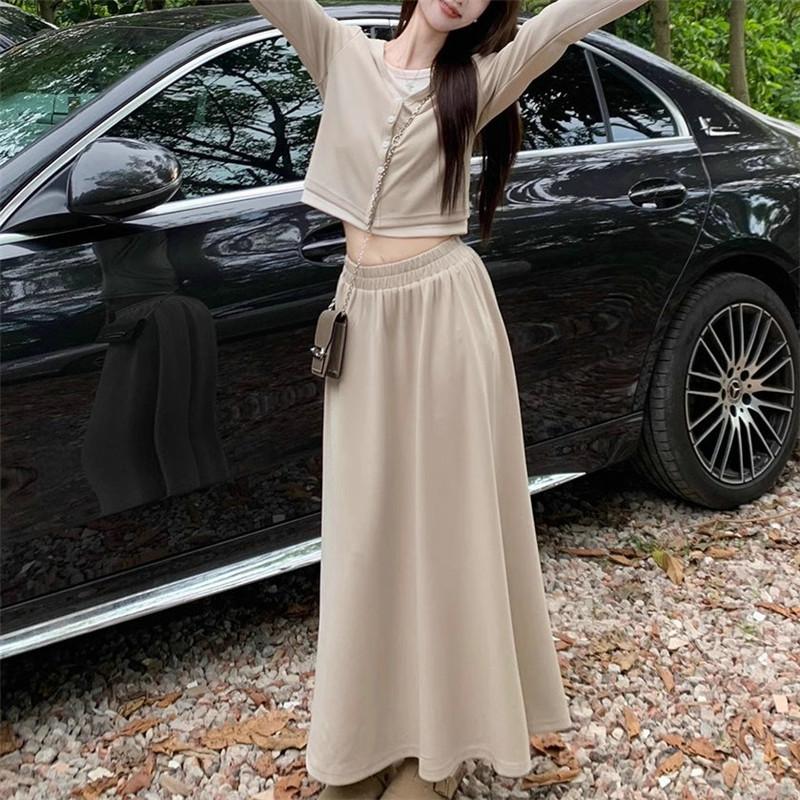 ジャージおしゃれ上下上下セットレディーススカートカジュアルプルーン2点セット重ね着レイヤードセットアップ女の子セットスウェット | 