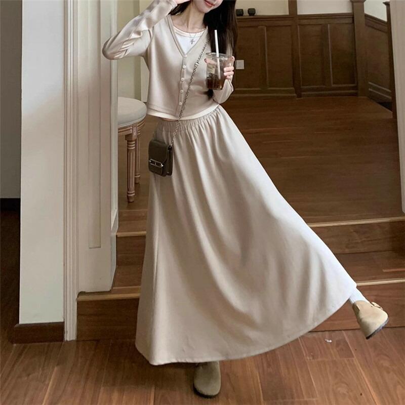 ジャージおしゃれ上下上下セットレディーススカートカジュアルプルーン2点セット重ね着レイヤードセットアップ女の子セットスウェット |  | 05