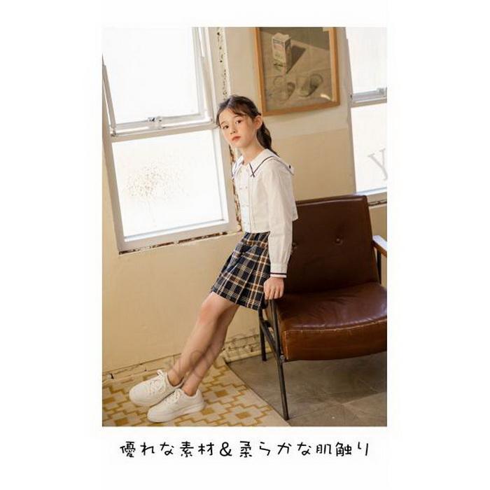 女の子 ブラウス セーラー襟 Yシャツ ホワイトシャツ リボン?タック付き クールブラウス 白ブラウス 幼稚園 小学生制服 可愛い 長袖 スクール 入学式 入園式 |  | 03