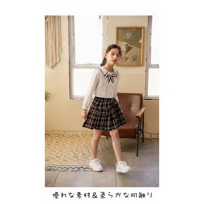 女の子 ブラウス セーラー襟 Yシャツ ホワイトシャツ リボン?タック付き クールブラウス 白ブラウス 幼稚園 小学生制服 可愛い 長袖 スクール 入学式 入園式 |  | 06
