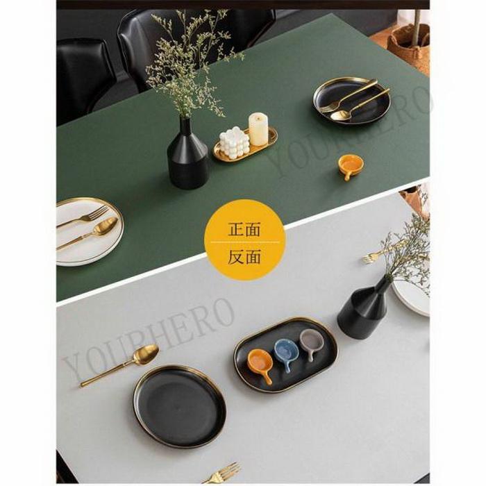 テーブルクロス pu皮革生地 90*160cm 両面用 new テーブルマット 防水防油 耐熱 汚れ防止 食卓カバー 高級感 テーブルセッティング 長方形 撥水 家庭用 |  | 11