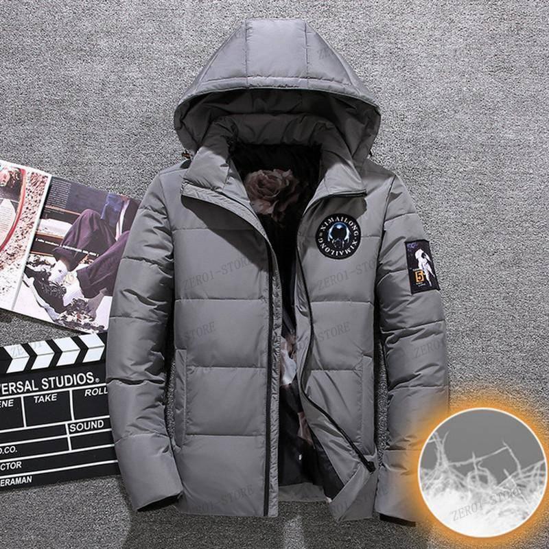 メンズ 刺繍 ダウンジャケット ダウンコート フード付き 花柄