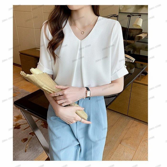 レディース  ブラウス 春夏 オシャレブラウス シャツ 白シフォンブラウス Vネックブラウス 半袖トップス おしゃれ 上品 通勤 OL ゆったりシャツ |  | 15