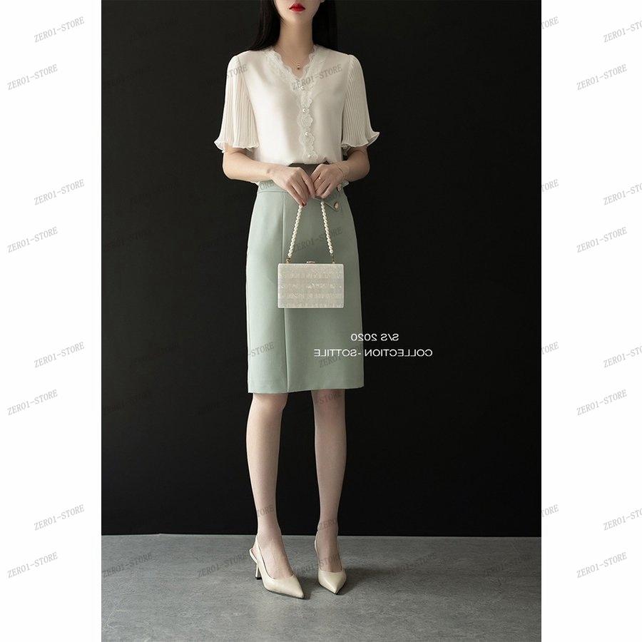 レディース  ブラウス 春夏 オシャレブラウス白 韓国風 半袖トップスシフォン レースVネックシャツ フレア袖トップス 薄手 大きいサイズ 上品 通勤OL |  | 06