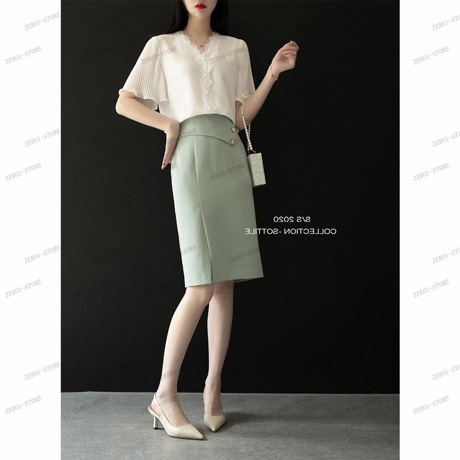 レディース  ブラウス 春夏 オシャレブラウス白 韓国風 半袖トップスシフォン レースVネックシャツ フレア袖トップス 薄手 大きいサイズ 上品 通勤OL |  | 07