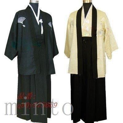 メンズ 3点セット 着物 (襦袢 羽織 袴） 紋付 夏 和服 夏着物 縦縞 
