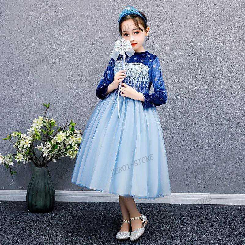 お姫様 アナ ハロウィン エルサ 風 ドレス プリンセスドレス 長袖 子供