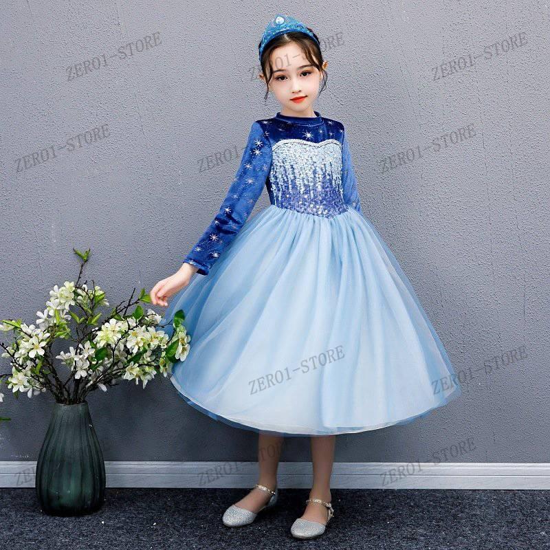 お姫様 アナ ハロウィン エルサ 風 ドレス プリンセスドレス 長袖 子供