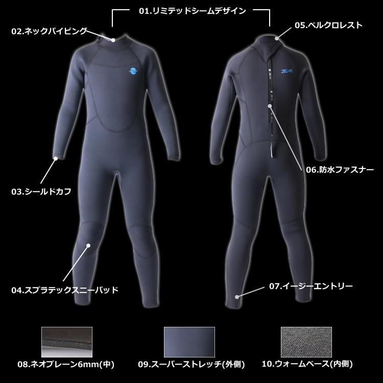 ZEAK(ジーク) セミドライウェットスーツ 子供用 キッズ 6mm