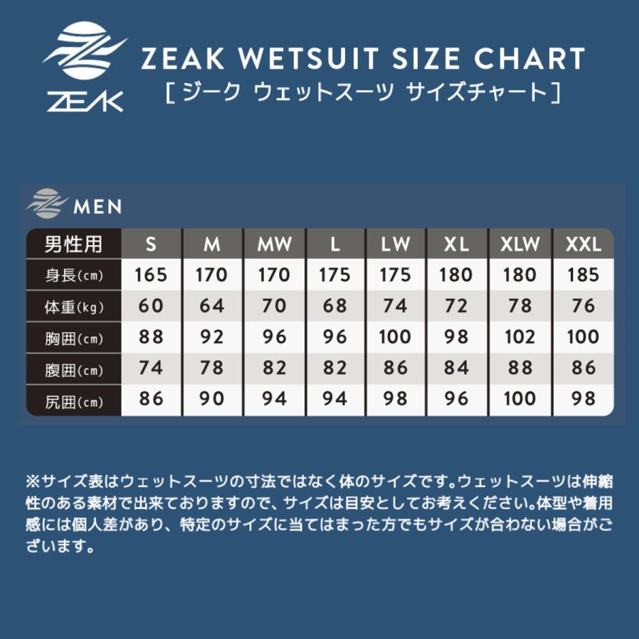 ZEAK(ジーク) ウェットスーツ 男性用 メンズ フルスーツ 5mm / 3mm