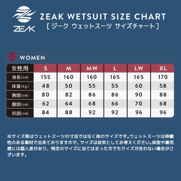 新品未使用！ ZEAK ウェットスーツ 女性用 ロングジョン レディース【XL】 zeak_zsw20nsb_ss1.jpg