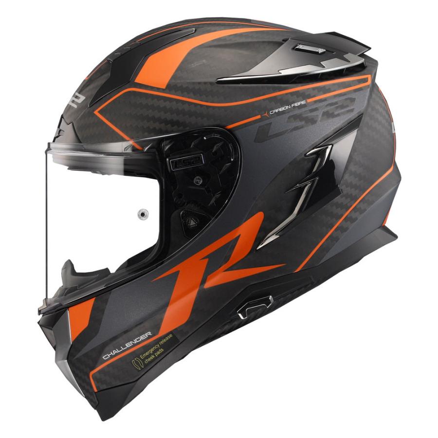 CHALLENGER C GT フルフェイスヘルメット マットカーボンオレンジ XLサイズ LS2（エルエス2） ヘルメット 