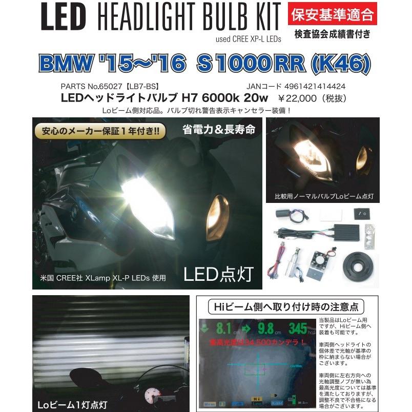BMW S1000RR（15〜16年） LEDヘッドライトバルブKIT H7 6000k 20w（Loビーム側用） PROTEC（プロテック） BMW Loビーム側用