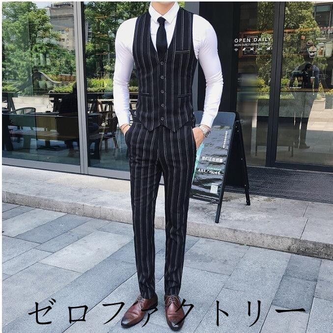 今季ブランド ビジネススーツ 上下セット 紳士服 細身 おしゃれ 就職 通勤 結婚式 大人式 卒業式 フォーマル 制服 縦ボーダー柄 メンズスーツ 三点セット ビジネススーツ Headshotsbar Com