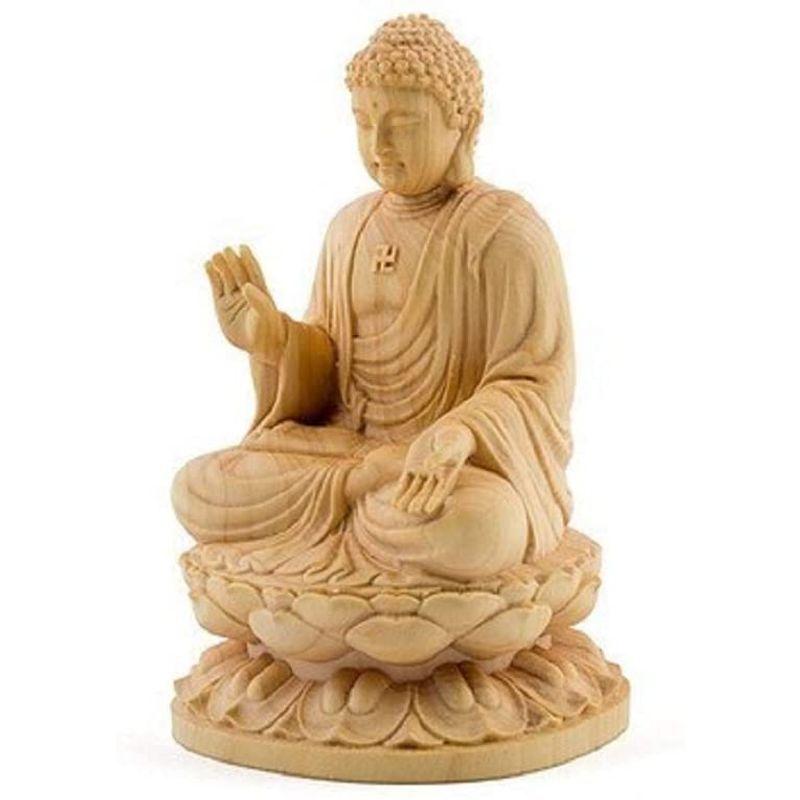 卍 仏像 木彫仏像 木彫り 木製 仏像 釈迦如来 座像 2.0寸 桧木 本体のみ 釈迦如来像 曹洞宗 臨済宗 天台宗 禅宗 本尊 お釈迦様|zerokara-kobo|02