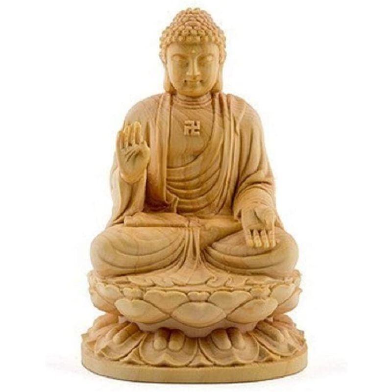 卍 仏像 木彫仏像 木彫り 木製 仏像 釈迦如来 座像 2.0寸 桧木 本体のみ 釈迦如来像 曹洞宗 臨済宗 天台宗 禅宗 本尊 お釈迦様|zerokara-kobo|03