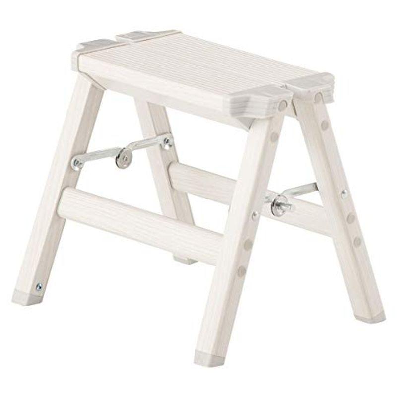 ぼん家具 踏み台 折りたたみ おしゃれ ステップ台 アルミ製 木目調 1段 ホワイト