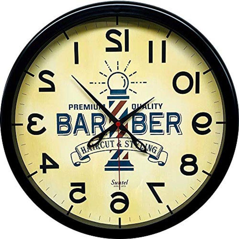 ランキング第1位 逆転掛け時計 日本製 さんてる BARBER ×40mm 直径320 ブラック SQ08-BK 掛け時計、壁掛け時計