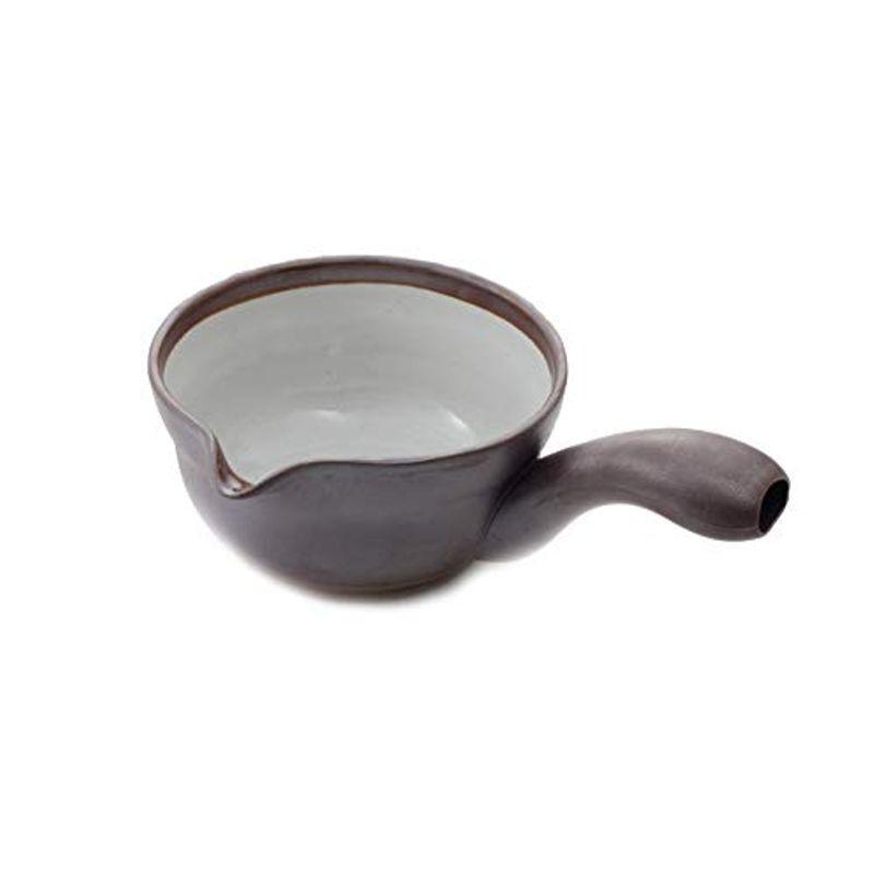 団陶器 抹茶碗 ブラウン ホワイト 約奥14.0×口径12.5×幅19.5×高6.8cm 有田焼 焼締め手付抹茶碗(1個)