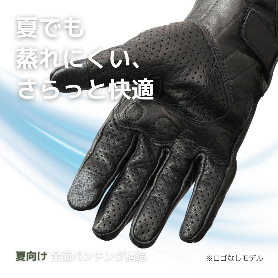 バイク グローブ 革 レザー 手袋 本革 プロテクター スマホ対応 山羊