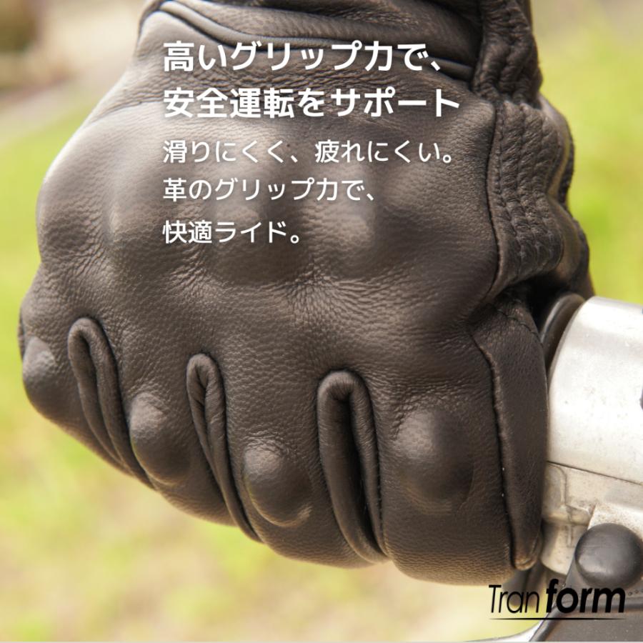 バイク グローブ オールシーズン 冬 革 レザー 手袋 本革 山羊 プロテクター スマホ対応 実用性  XXL 2XL 黒 Tranform |  | 06