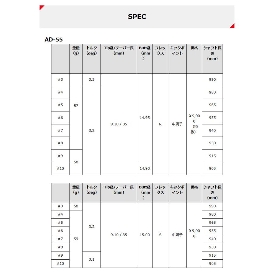 グラファイトデザイン TOUR AD ツアーAD AD-55 65Type2 75 85 95 アイアンシャフト #5-#10 6本セット ゴルフシャフト｜zerost｜03
