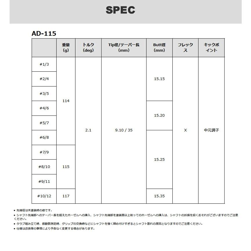 完動品 グラファイトデザイン TOUR AD ツアーAD AD-105 115 アイアンシャフト #5-#10 6本セット ゴルフシャフト 【1479304242】(54054円)