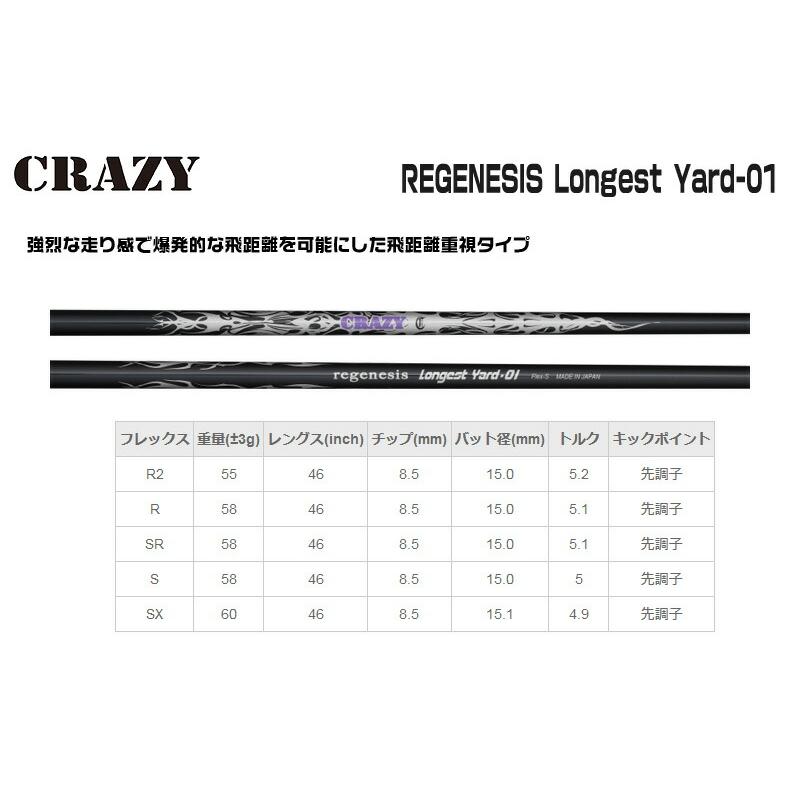 CRAYY longest yard 01  SR  G 410スリーブ CRAZY ピンG410 スリーブ付きシャフト クレイジー REGENESIS
