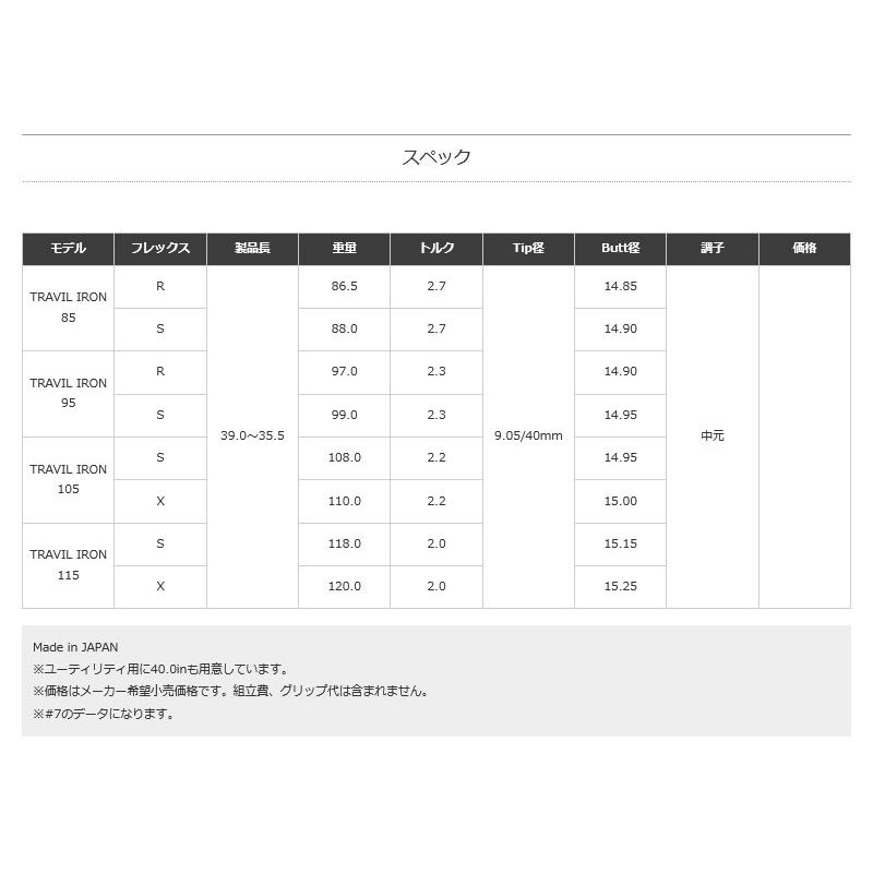 Fujikura フジクラ TRAVIL トラビル アイアンシャフト #5-#10 6本セット ゴルフシャフト｜zerost｜05