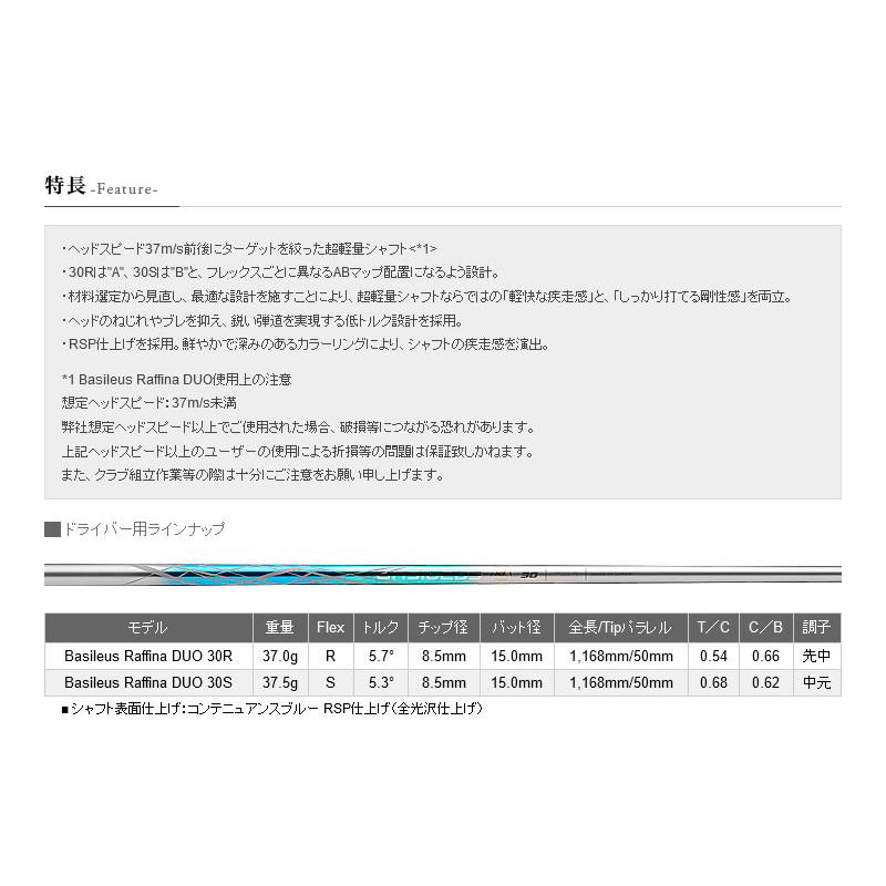 [1年保証] Basileus バシレウス Raffina DUO ラフィーナデュオ スリクソンZXi スリーブ付きシャフト [XXIO14/ZXi] ゴルフシャフト_5