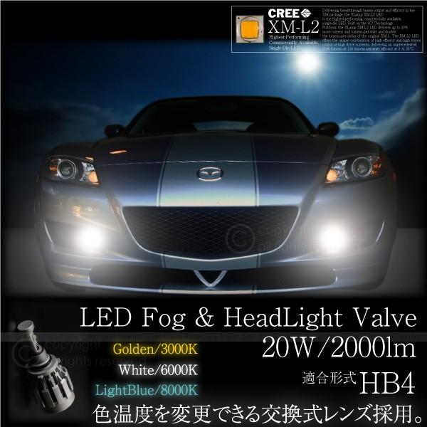HB4 CREE LED 20W 2000LM 12V 24V 3000K 6000K 8000K バルブ 2個 フォグランプ ヘッドライト 2000ルーメン