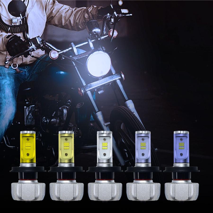 H4 LED ヘッドライト バイク バルブ Hi-Lo切替 無極性 5色