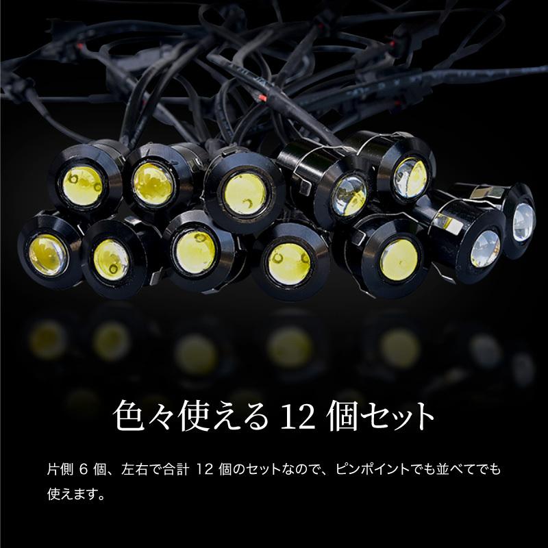 デイライト LED 埋め込み ホワイト 白 イーグルアイ 22mm 12個セット