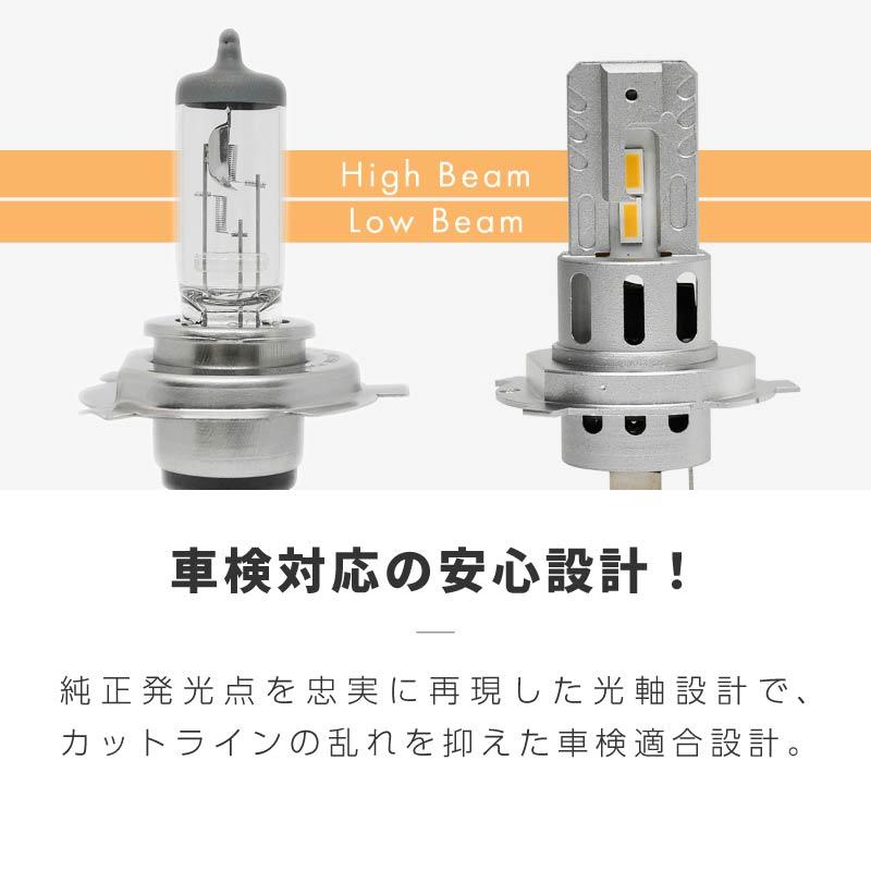 h4 LED バルブ ヘッドライト 電球色 ハロゲン色 Hi Lo 切り替え 爆光