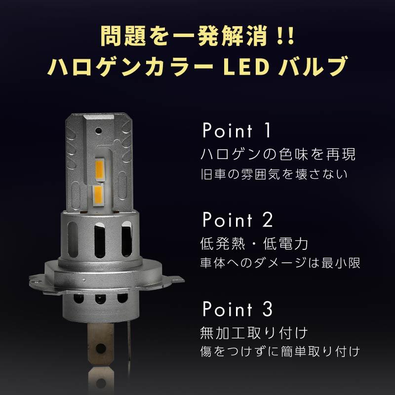 h4 LED バルブ ヘッドライト 電球色 ハロゲン色 Hi Lo 切り替え 爆光
